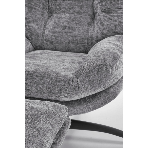 Fotel PESTO z podnóżkiem / funkcja kołyski, popielaty - Halmar