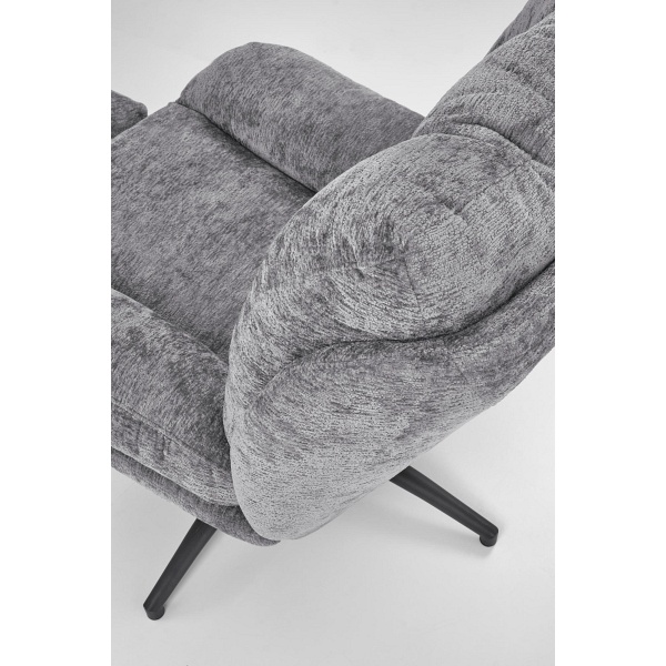 Fotel PESTO z podnóżkiem / funkcja kołyski, popielaty - Halmar