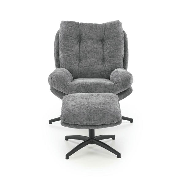 Fotel PESTO z podnóżkiem / funkcja kołyski, popielaty - Halmar