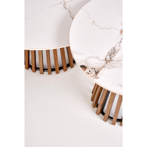 Ława CARINA beżowy marmur / orzechowy - Halmar