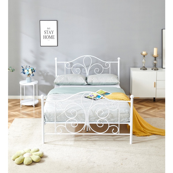 Łóżko PANAMA 140 cm metalowe biały - Halmar