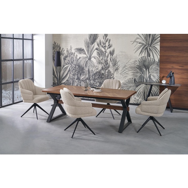 Stół BARON rozkładany, orzechowy / czarny - Halmar