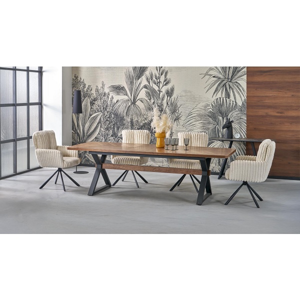 Stół BARON rozkładany, orzechowy / czarny - Halmar