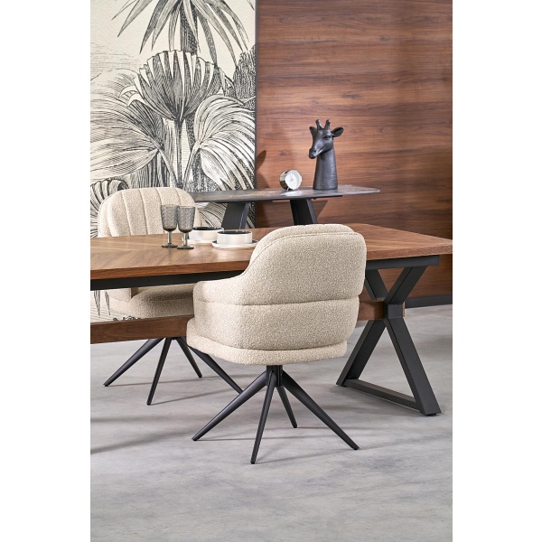 Stół BARON rozkładany, orzechowy / czarny - Halmar