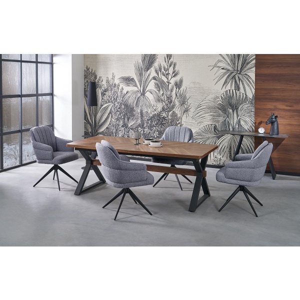 Stół BARON rozkładany, orzechowy / czarny - Halmar