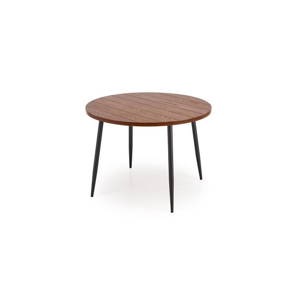 Stół BARRY okrągły, blat - orzechowy, nogi - czarny - Halmar