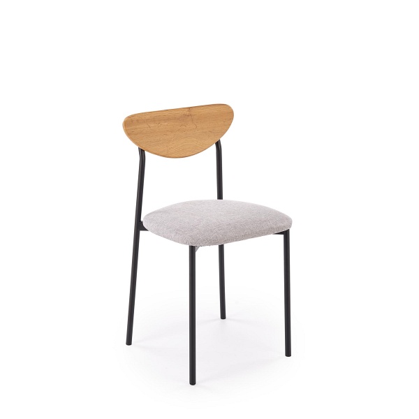 Stół DICKY zestaw + 4 krzesła, naturalny / czarny / popielaty - Halmar