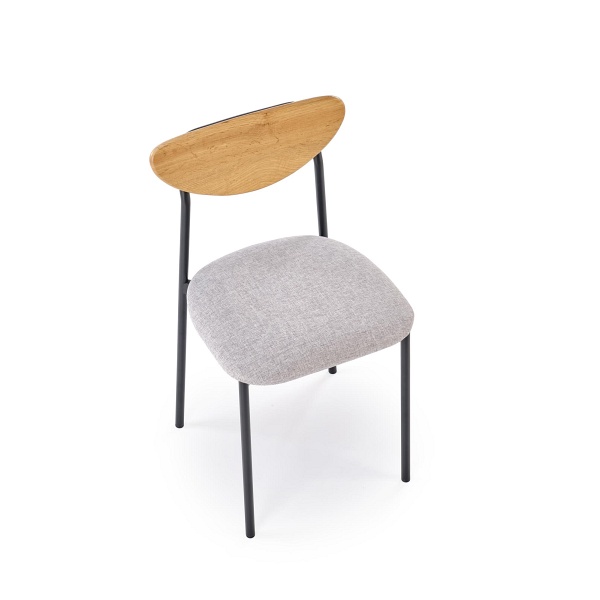 Stół DICKY zestaw + 4 krzesła, naturalny / czarny / popielaty - Halmar