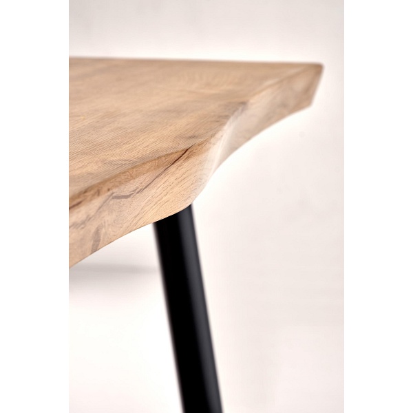 Stół DICKY zestaw + 4 krzesła, naturalny / czarny / popielaty - Halmar