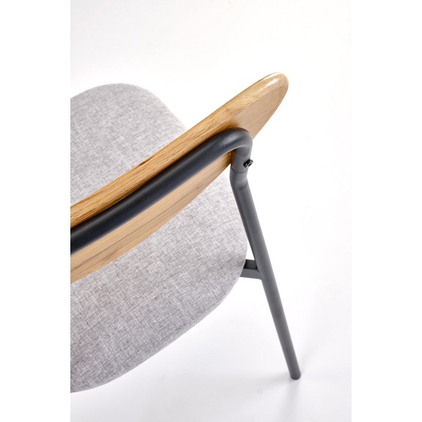 Stół DICKY zestaw + 4 krzesła, naturalny / czarny / popielaty - Halmar