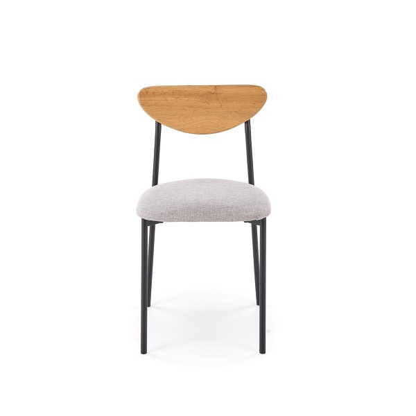 Stół DICKY zestaw + 4 krzesła, naturalny / czarny / popielaty - Halmar