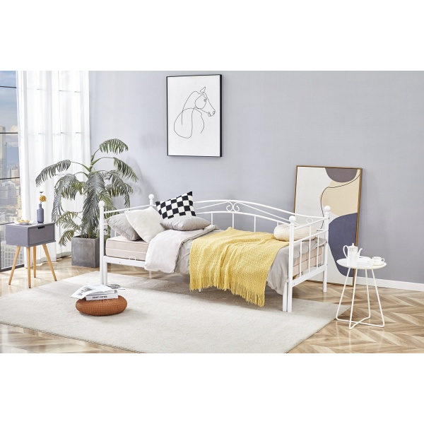 Łóżko ARIZA z wysuwanym dodatkowym materacem, biały - Halmar