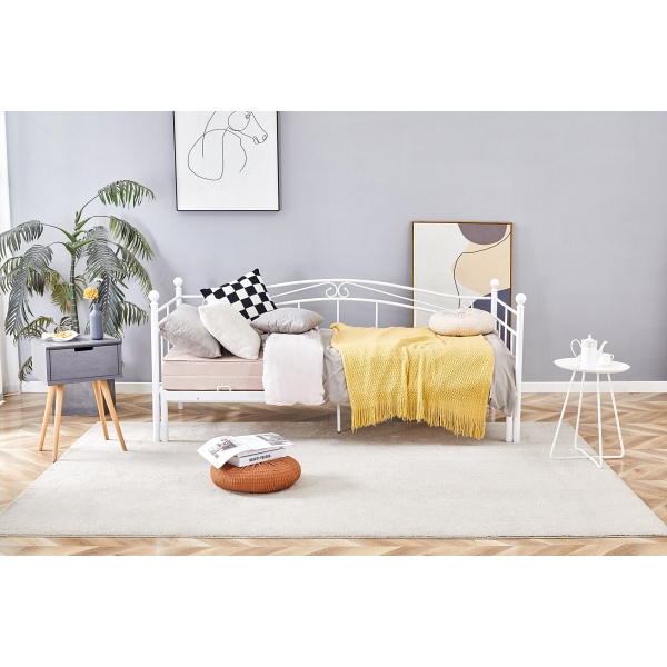 Łóżko ARIZA z wysuwanym dodatkowym materacem, biały - Halmar