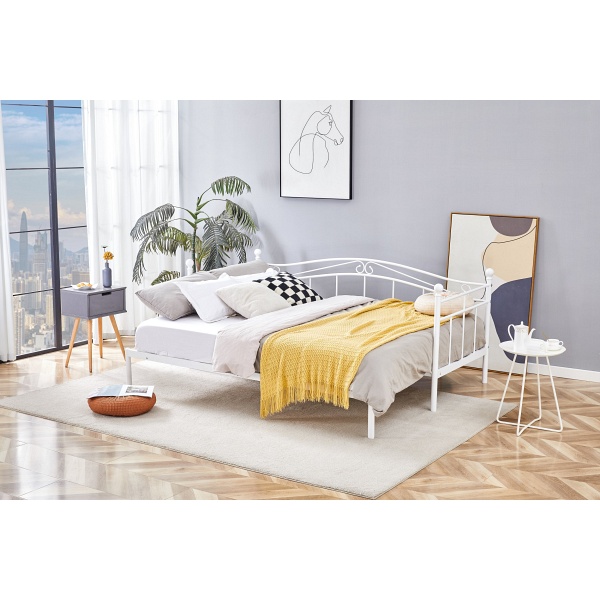 Łóżko ARIZA z wysuwanym dodatkowym materacem, biały - Halmar