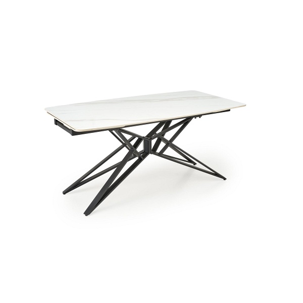 Stół ALFREDO rozkładany, biały marmur / czarny - Halmar