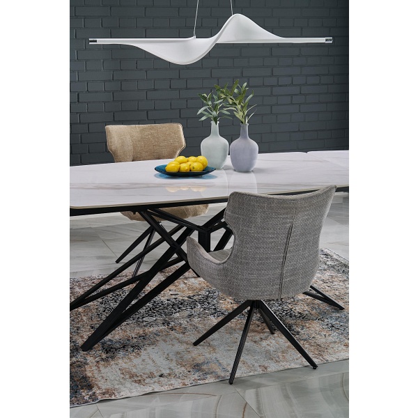 Stół ALFREDO rozkładany, biały marmur / czarny - Halmar