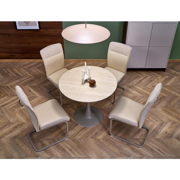 Stół TOLIO okrągły, trawertyn/ kaszmir - Halmar