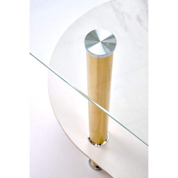 Ława DUCAT , biały marmur / transparentny / złoty - Halmar