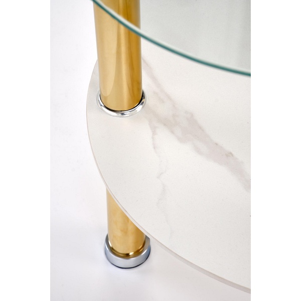 Ława DUCAT S , biały marmur / transparentny / złoty - Halmar