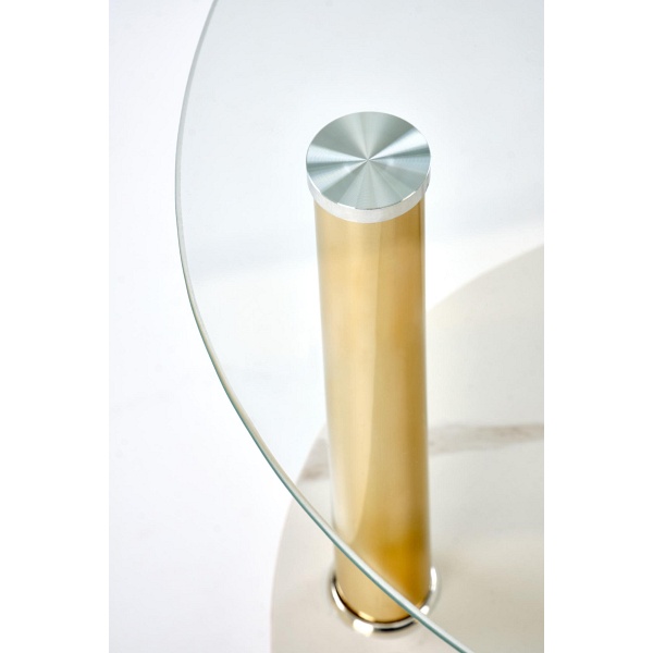 Ława DUCAT S , biały marmur / transparentny / złoty - Halmar