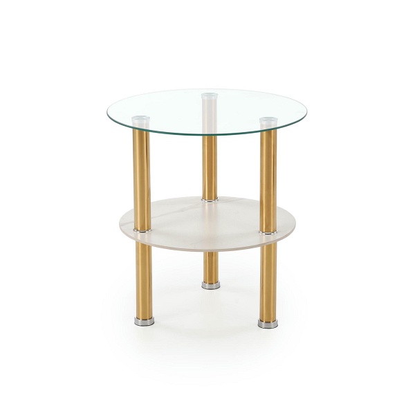 Ława DUCAT S , biały marmur / transparentny / złoty - Halmar