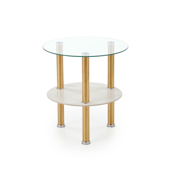 Ława DUCAT S , biały marmur / transparentny / złoty - Halmar