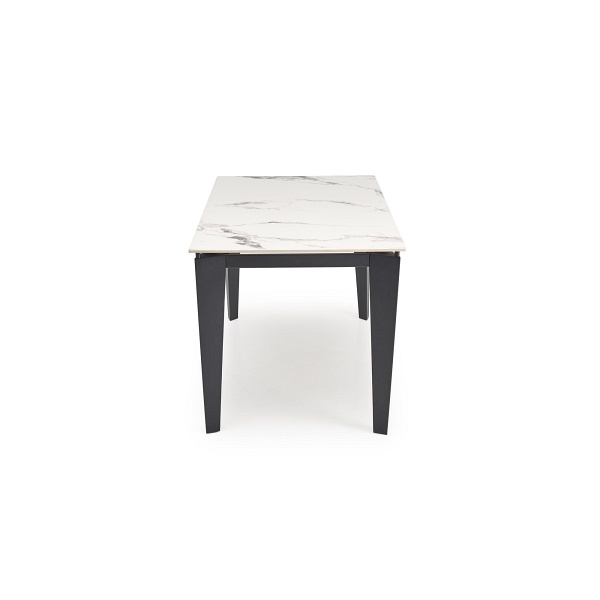 Stół FELIX rozkładany, blat - biały marmur, nogi - czarny - Halmar