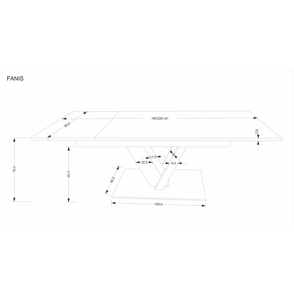 Stół FANIS rozkładany, naturalny / czarny - Halmar