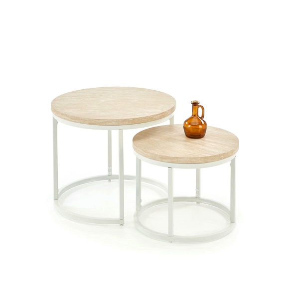 OREO zestaw dwóch ław, trawertyn / biały - Halmar