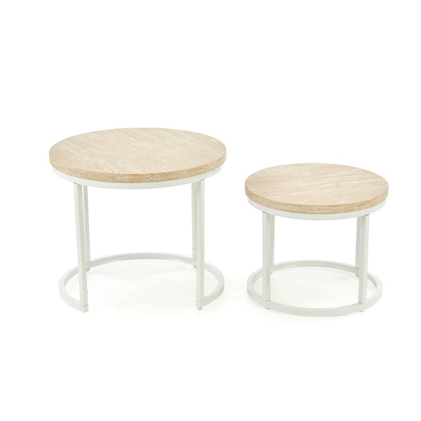 OREO zestaw dwóch ław, trawertyn / biały - Halmar