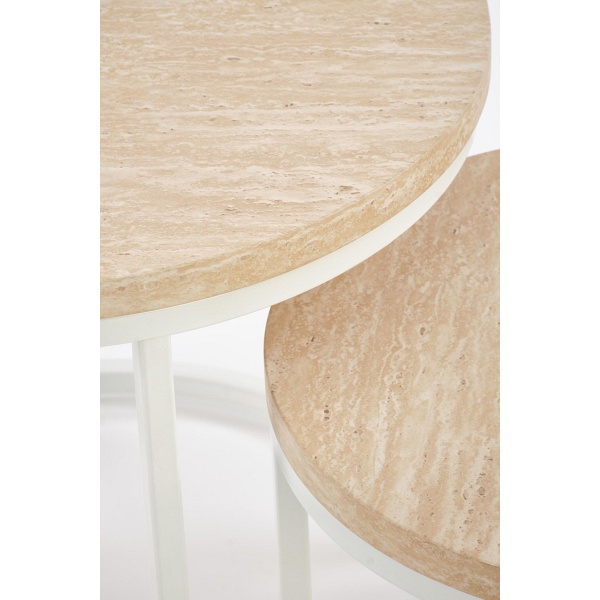 OREO zestaw dwóch ław, trawertyn / biały - Halmar