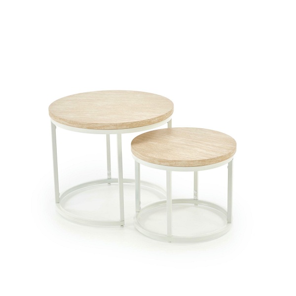 OREO zestaw dwóch ław, trawertyn / biały - Halmar