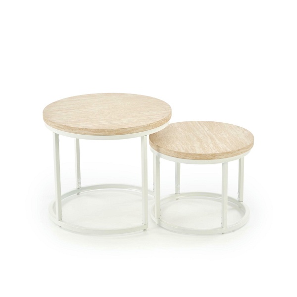 OREO zestaw dwóch ław, trawertyn / biały - Halmar