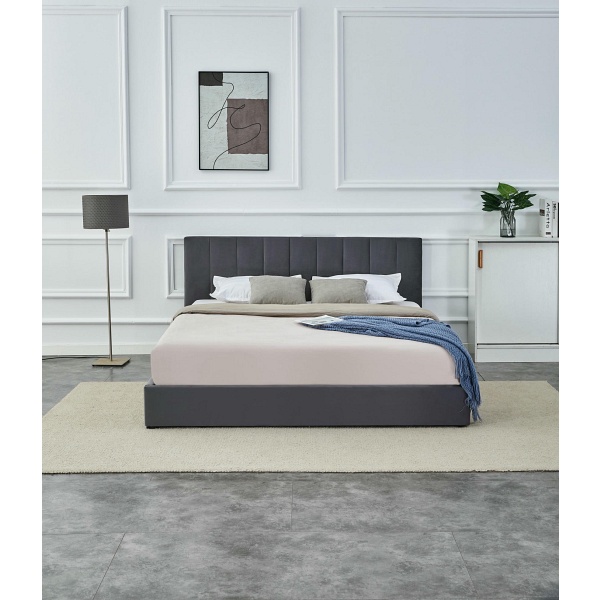 Łóżko KATARINA z pojemnikiem na pościel, popielaty - Halmar