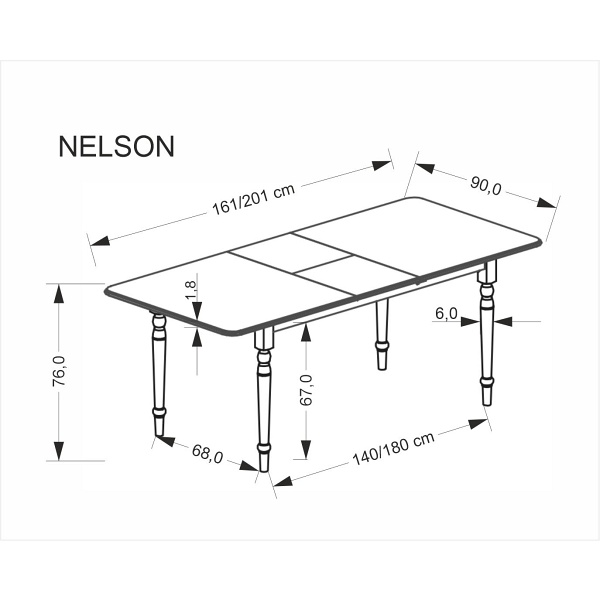 Stół NELSON rozkładany, biały - Halmar