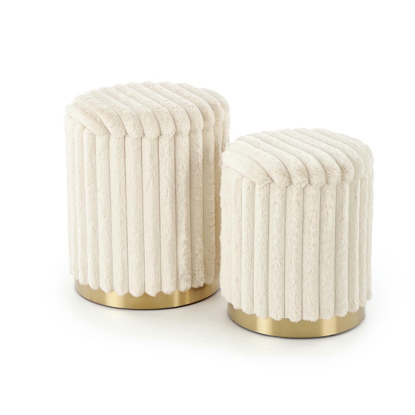 FIDO zestaw 2 puf, kremowy / złoty - Halmar