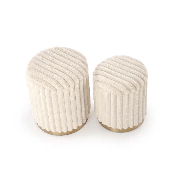 FIDO zestaw 2 puf, kremowy / złoty - Halmar