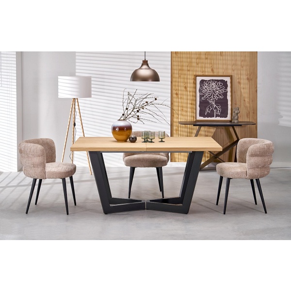 Stół MASSIVE 2 rozkładany 160-250x90x77 cm dąb naturalny/czarny - Halmar