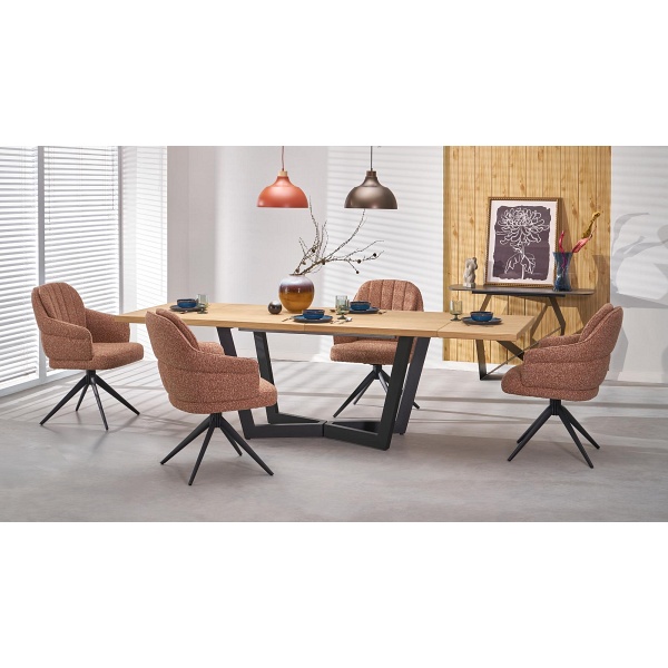 Stół MASSIVE 2 rozkładany 160-250x90x77 cm dąb naturalny/czarny - Halmar