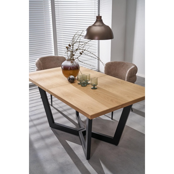 Stół MASSIVE 2 rozkładany 160-250x90x77 cm dąb naturalny/czarny - Halmar