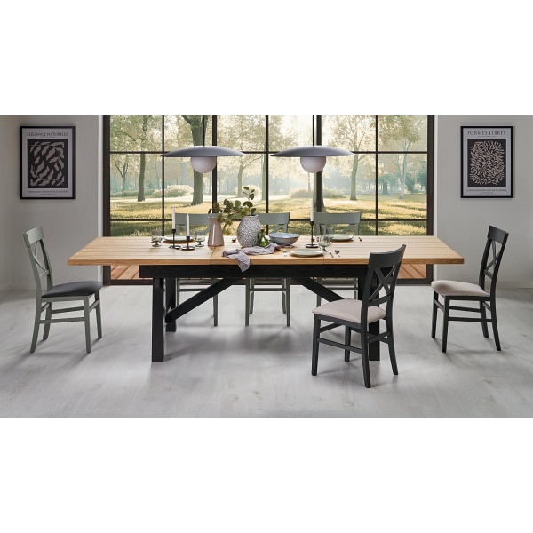 Stół FIESTA rozkładany 200-280x100x77 cm dąb naturalny/czarny - Halmar