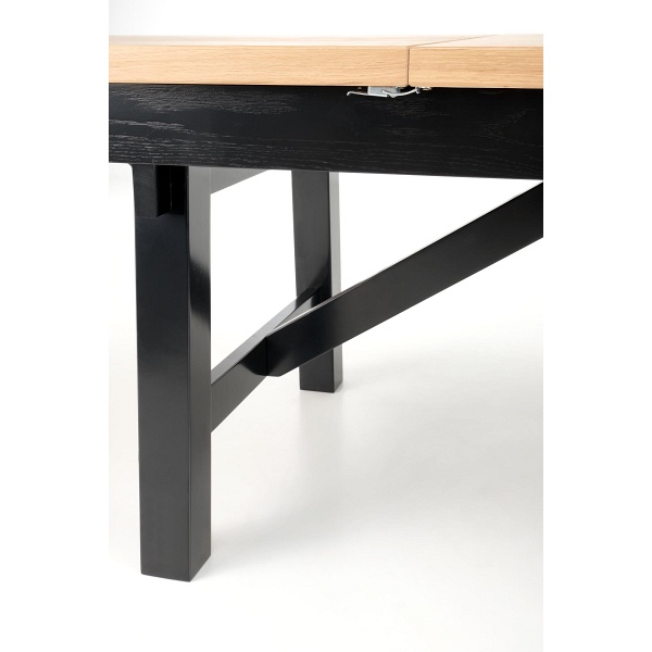 Stół FIESTA rozkładany 200-280x100x77 cm dąb naturalny/czarny - Halmar