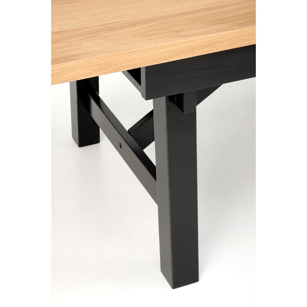 Stół FIESTA rozkładany 200-280x100x77 cm dąb naturalny/czarny - Halmar