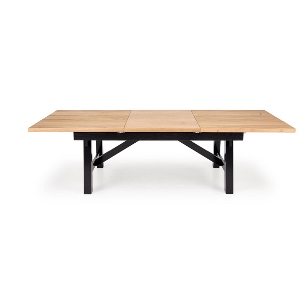Stół FIESTA rozkładany 200-280x100x77 cm dąb naturalny/czarny - Halmar