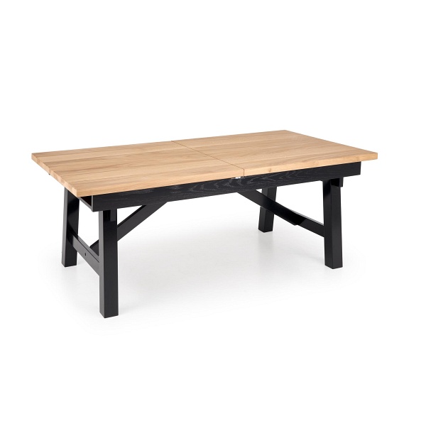 Stół FIESTA rozkładany 200-280x100x77 cm dąb naturalny/czarny - Halmar