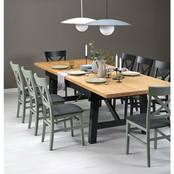 Stół FIESTA rozkładany 200-280x100x77 cm dąb naturalny/czarny - Halmar