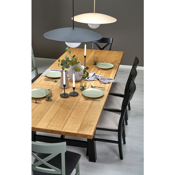 Stół FIESTA rozkładany 200-280x100x77 cm dąb naturalny/czarny - Halmar