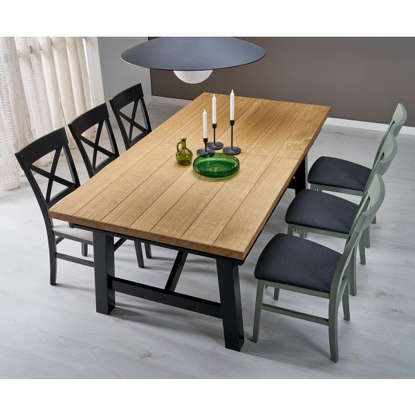Stół FIESTA rozkładany 200-280x100x77 cm dąb naturalny/czarny - Halmar