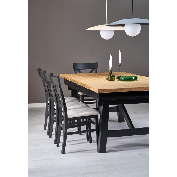 Stół FIESTA rozkładany 200-280x100x77 cm dąb naturalny/czarny - Halmar