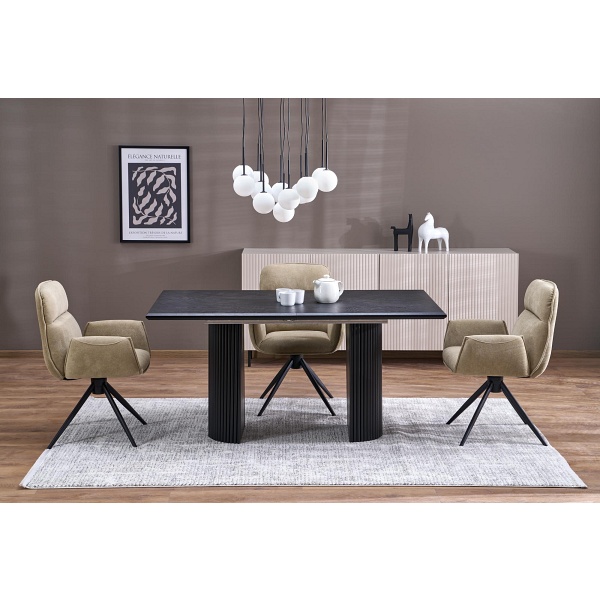 Stół BOLERO rozkładany 160-250x90x78 cm dąb naturalny/czarny - Halmar